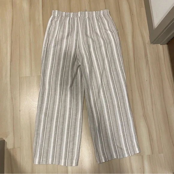 Briggs Striped 55% Linen Pant Size XL Wide Leg Eyelet Detail Lightweight Neutral - Picture 11 of 14